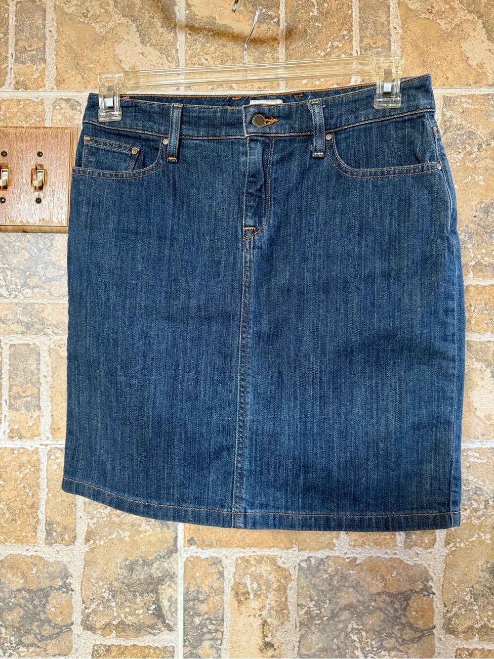 L.L. Bean Favorite Fit Classic Blue Wash Denim Mini Skirt 4P